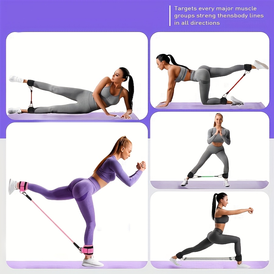5個の足首抵抗バンド、アンクルストラップ付き足首抵抗バンド、 - Pilates Bar Kit With Resistance Bands のレビューと価格